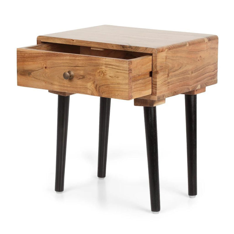 Mid-Century Modern Wooden Side Table with Drawer - Plugsus Home Furniture