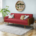 Mid Century Style Modern Sofa 6 FT With Walnut Details - Plugsusa