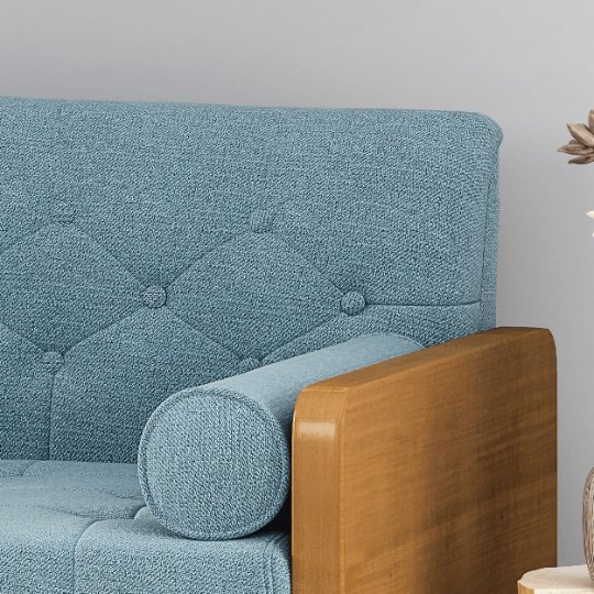 Mid Century Style Modern Sofa 6 FT With Walnut Details - Plugsusa