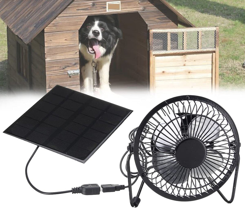 Mini Solar Outdoor Fan Portable Ventilator Greenhouse Pet Dog Chicken House Cool - Plugsus Home Furniture
