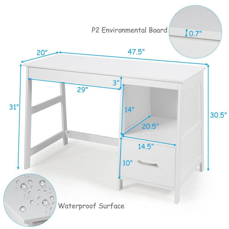 Modern Home Computer Desk with 2 Storage Drawers 47.5" - Plugsus Home Furniture