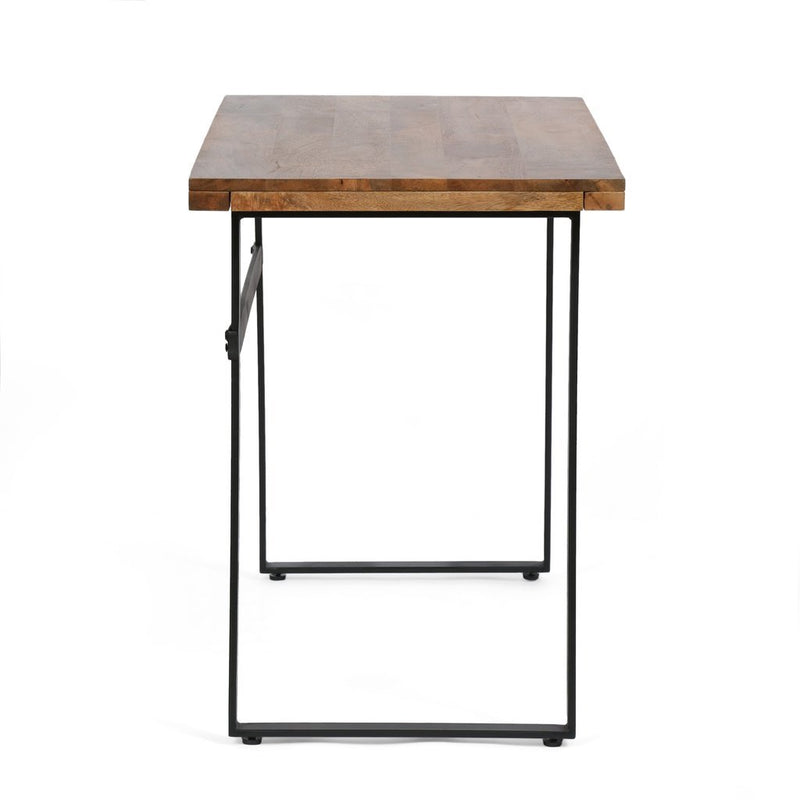 Modern Industrial Handcrafted Acacia Wood Desk, Natural and Black - Plugsus Home Furniture