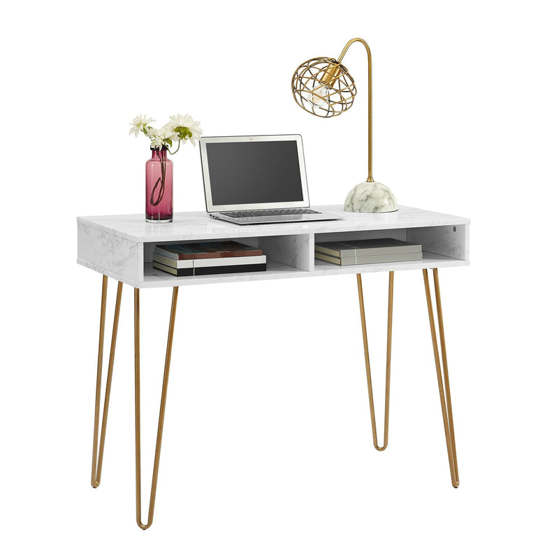 Modern Marble Office Desk with Storage - Plugsusa