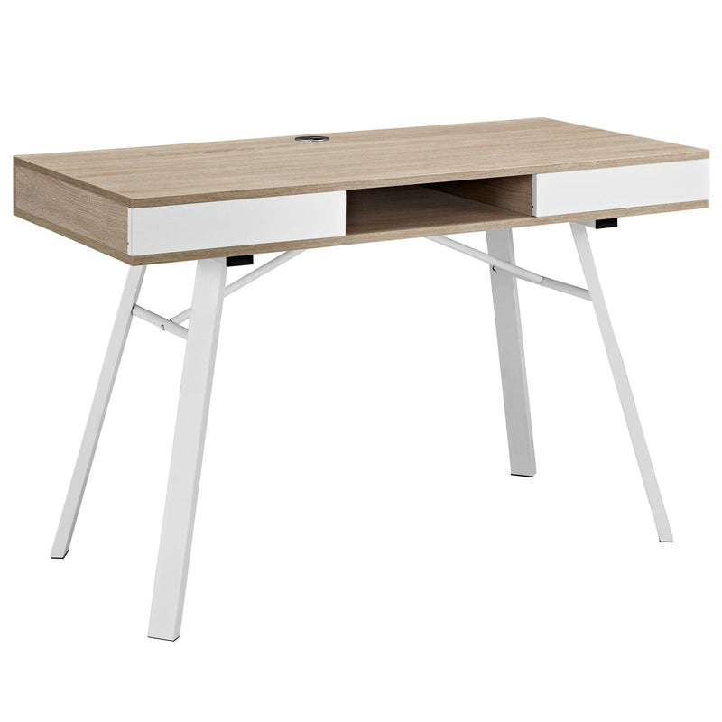 Modern Office Desk Metal Frame and Light Wood - Plugsus Home Furniture