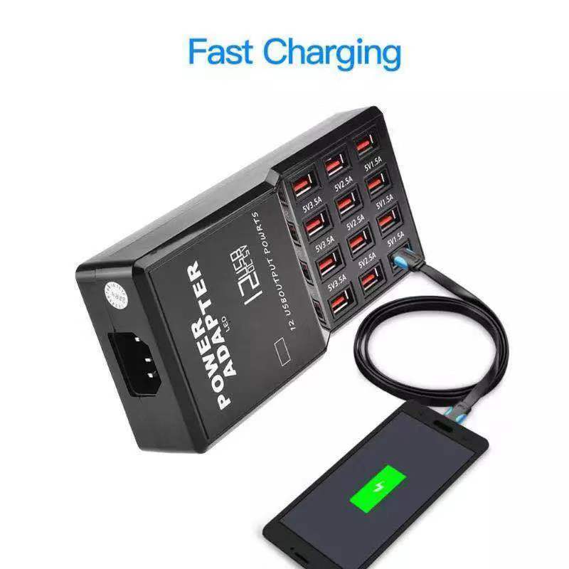 Multi 12 Port USB Charging Station Hub Desktop Wall Cell Phone Charger Organizer - Plugsus Home Furniture
