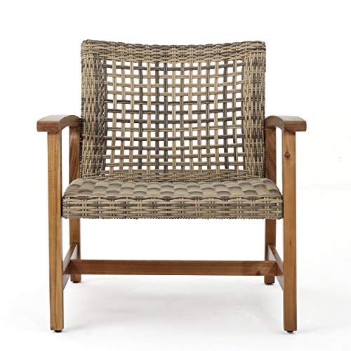 Nathan's Outdoor Wicker Club Chairs with Acacia Wood Frame - Plugsus Home Furniture