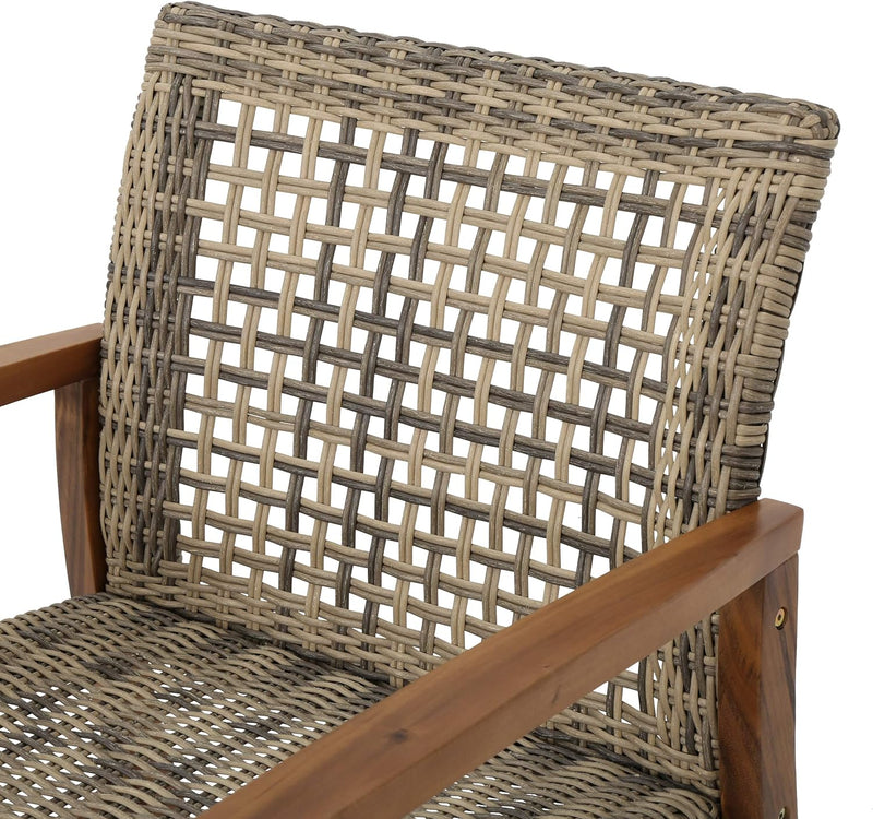 Nathan's Outdoor Wicker Club Chairs with Acacia Wood Frame - Plugsus Home Furniture