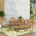 Nibley Outdoor Acacia Wood 7 Piece Dining Set - Plugsus Home Furniture