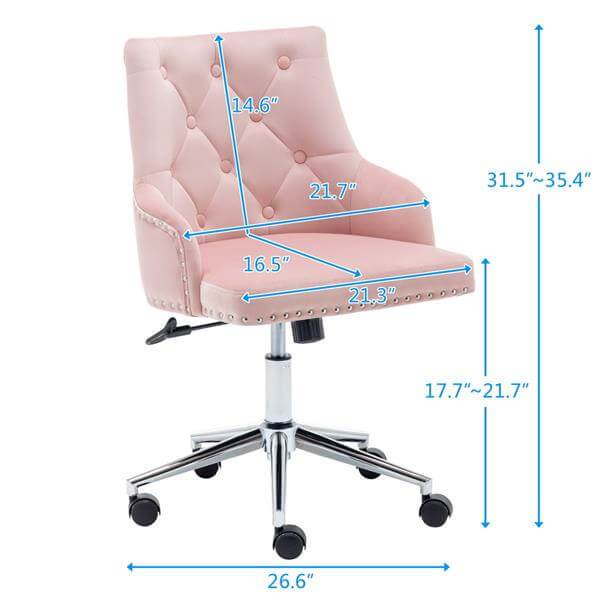 Office Chair Mid Century Design Velvet Desk Task Chair, Pink - Plugsus Home Furniture
