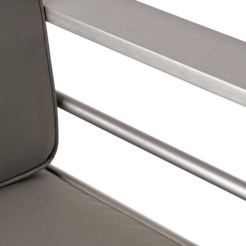 Olivia's Modern Silver and Gray Indoor Aluminum Club Chair with Cushions - the Roney Collection - Plugsus Home Furniture