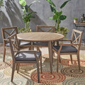 Outdoor 5 Piece Acacia Wood Dining Set with Cushions - Plugsus Home Furniture
