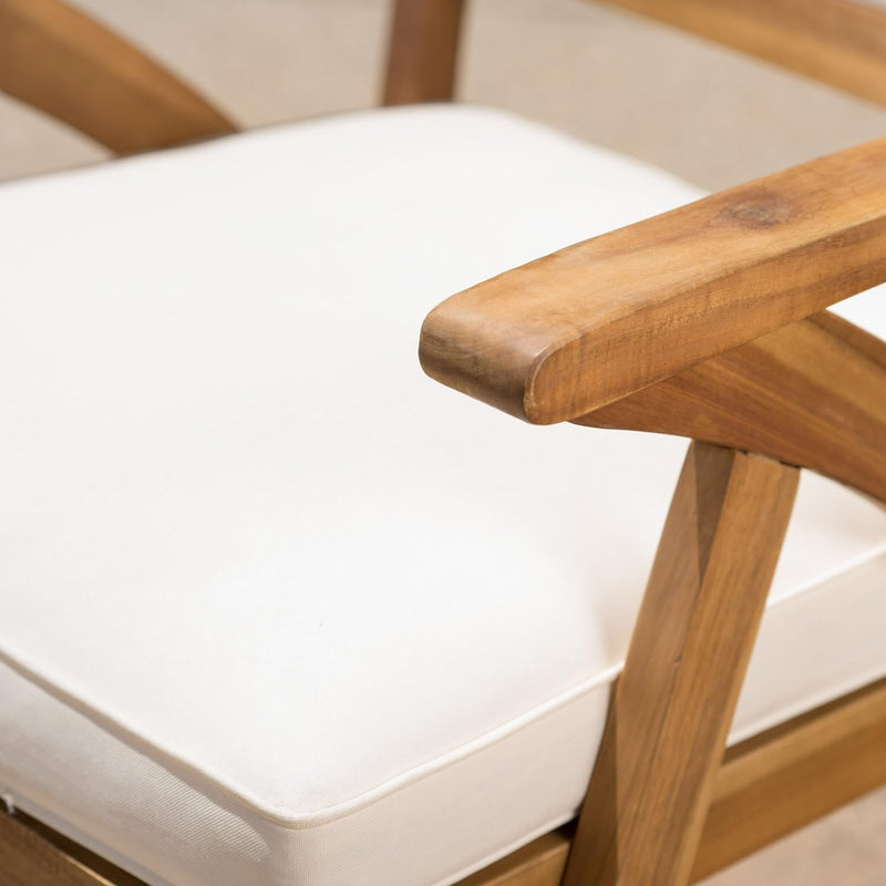Outdoor Armchair Duo: Acacia Wood, Teak Finish - Set of 2 - Plugsus Home Furniture