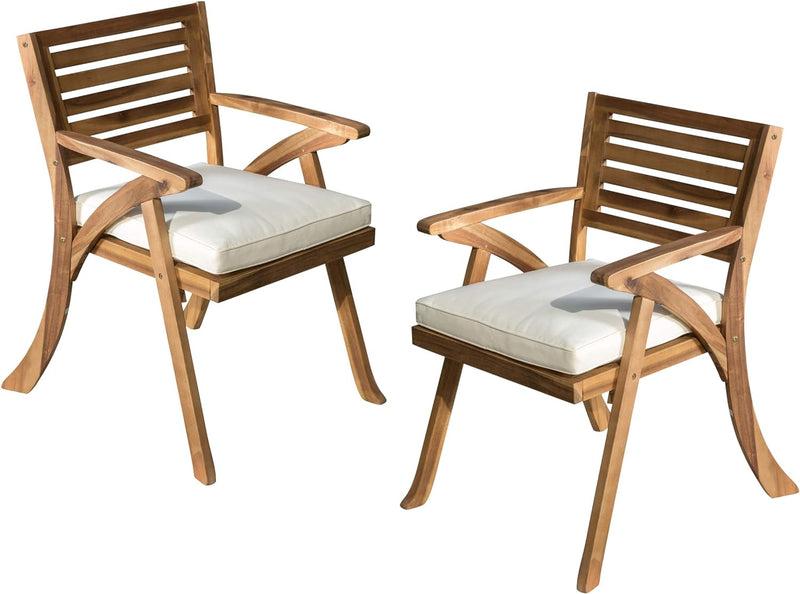 Outdoor Armchair Duo: Acacia Wood, Teak Finish - Set of 2 - Plugsus Home Furniture
