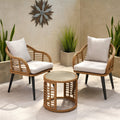 Outdoor Modern Boho 2 Seater Wicker Chat Set with Side Table - Plugsus Home Furniture