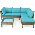 Outdoor Patio Furniture Rattan Set Cushioned Loveseat 4 Pcs - Plugsus Home Furniture
