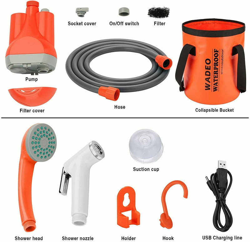 Portable Camping Shower, Outdoor Camp Shower Pump, USB Rechargeable 10L Collapsi - Plugsus Home Furniture
