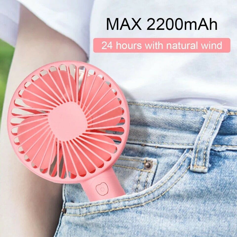 Portable Rechargeable Fan Mini Handy Fan Pocket Size Air Cooler USB w/ Battery - Plugsus Home Furniture