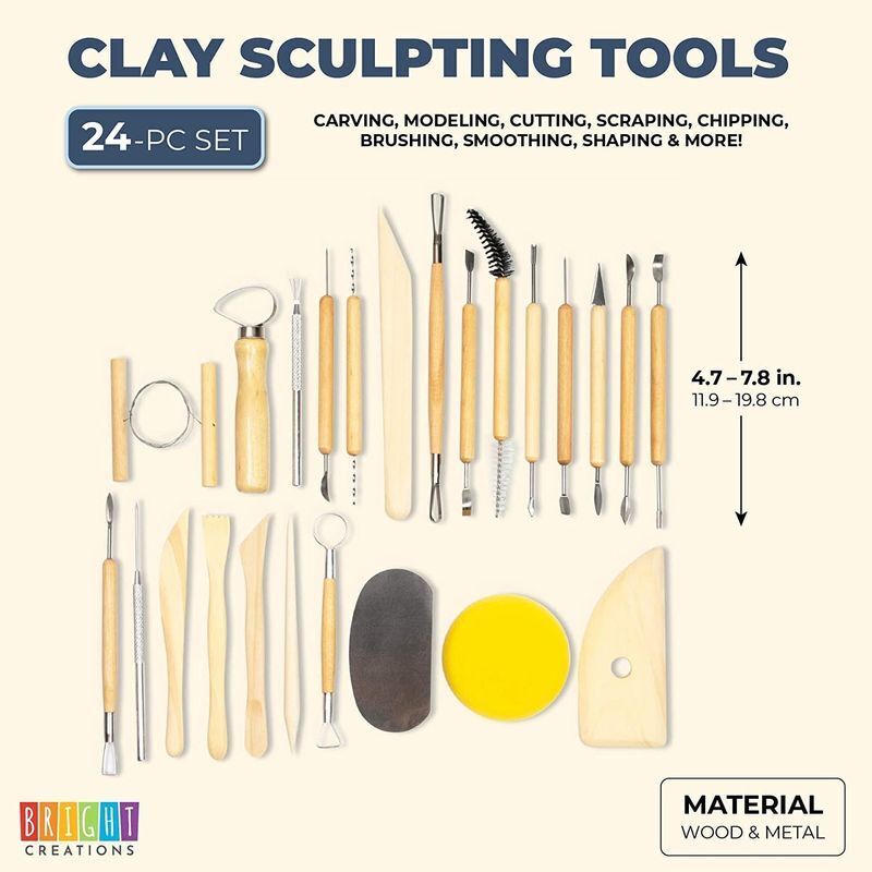 Pottery and Clay Sculpting Tools for Arts and Crafts (24 Pieces) - Plugsus Home Furniture