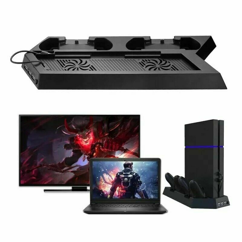 PS4 Cooling Station Vertical Stand 2 Controller Charging Dock For PlayStation 4 - Plugsus Home Furniture