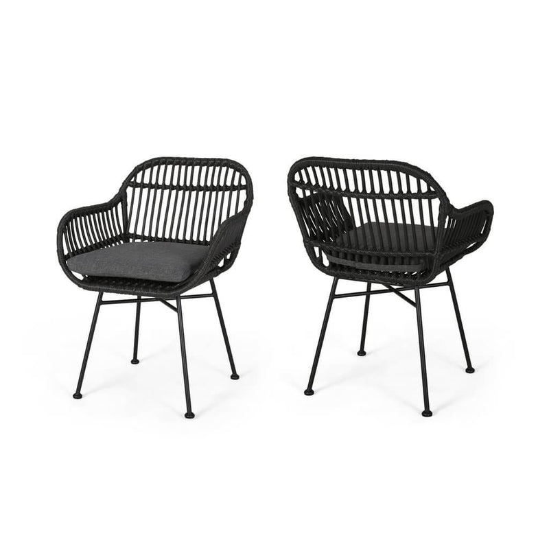 Rattan Chairs Indoor Woven Faux with Cushions (Set Of 2) - Plugsus Home Furniture