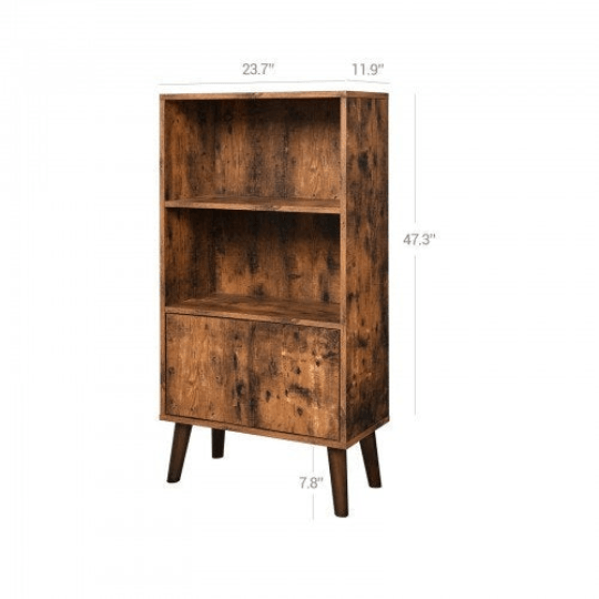 Retro 2-Tier Bookshelf with Doors Storage Cabinet for Books - Plugsusa