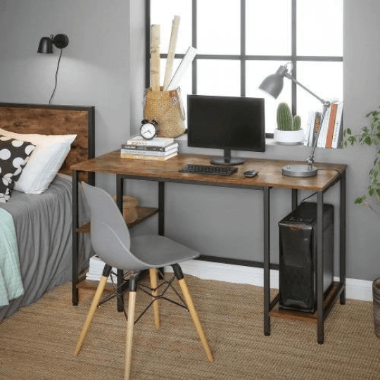 Rustic Computer Desk with 4 Shelves - Plugsusa