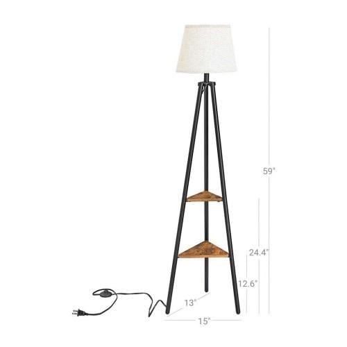Rustic Floor Lamp with 2 Shelves Metal Frame - Plugsusa