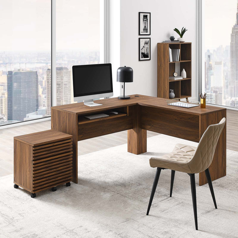 Rustic Wood Desk and File Cabinet Set - Plugsus Home Furniture