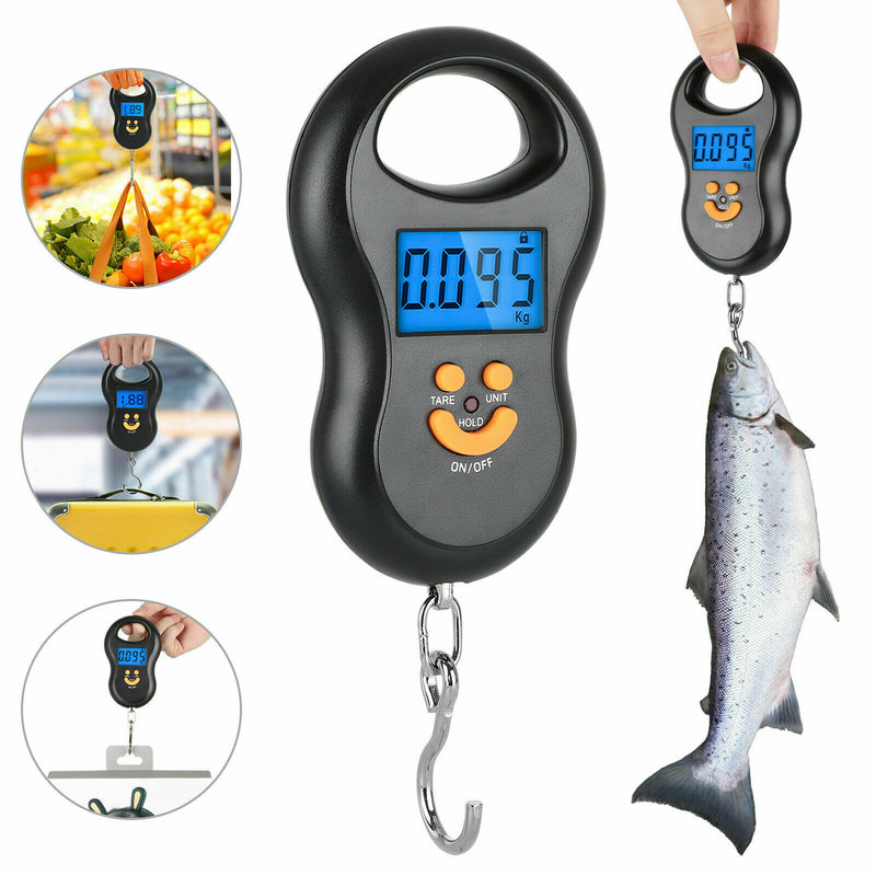 Digital Fish Scale Postal Hanging Hook Luggage Weight LCD Mini Portable 110 lb