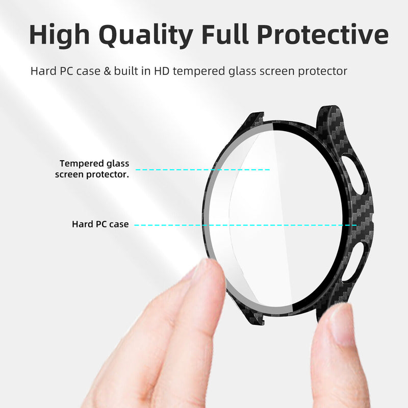 For Samsung Galaxy Watch 4 40/44mm Full Cover Glass Screen Protector Hard Case