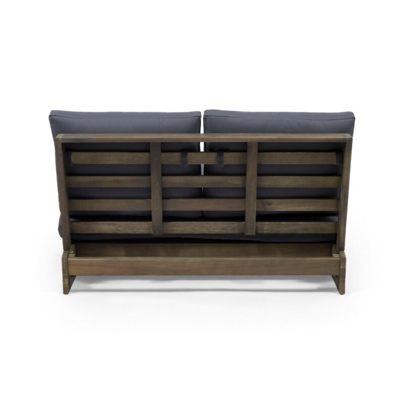 Kaitlyn Outdoor Acacia Wood Loveseat with Cushions