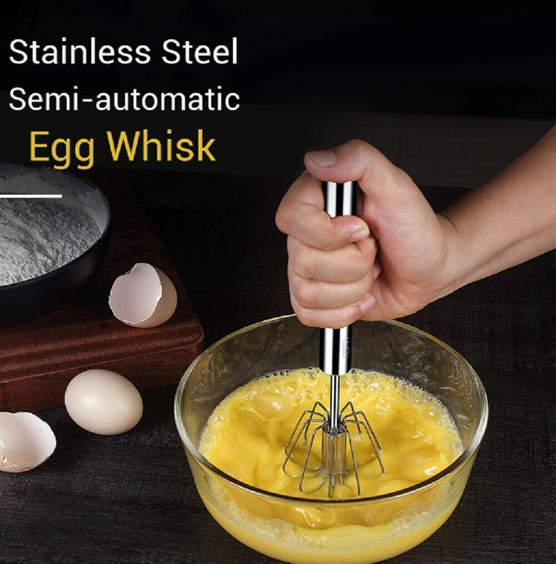 Semi Automatic Egg Whisk Hand Push Egg Beater Stainless Steel Blender Mixer Whis 10 Inches
