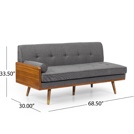 Sofa Mid Century Sectional Style Modern L Shaped With Walnut Details - Plugsusa