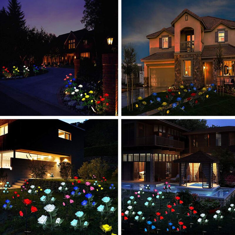 Solar Flower Light Roses LED Lawn Lamp Outdoor Pathway Garden Patio Yard Decor - Plugsus Home Furniture