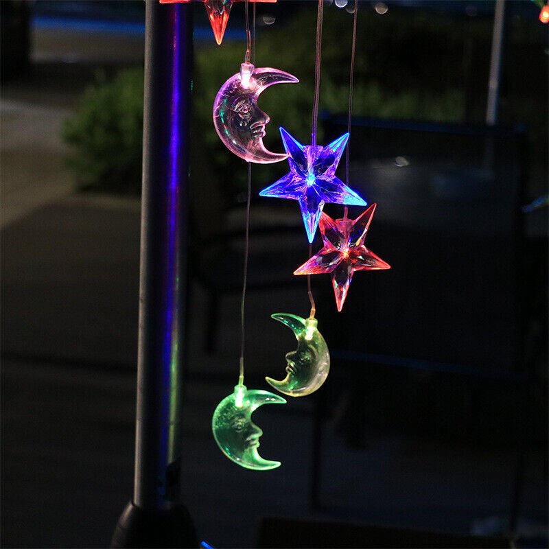 Solar Wind Chimes Lights LED Moon&Star Color Changing Hanging Lamp Garden Decor - Plugsus Home Furniture