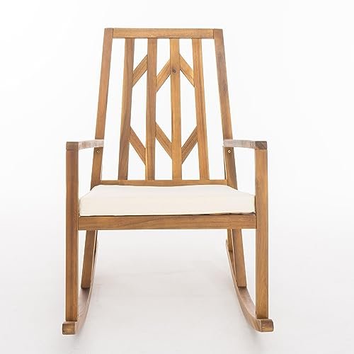 Sophia's Comfortable Teak Finish Wood Rocking Chair - Plugsus Home Furniture