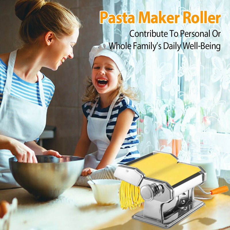 Stainless Steel Fresh Pasta Maker Roller Machine for Spaghetti Noodle Fettuccine - Plugsus Home Furniture
