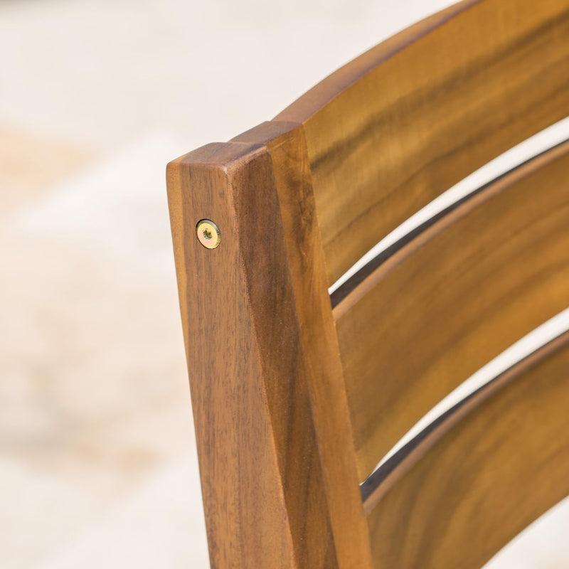 Stamford 2-Piece Teak Finish Acacia Wood Dining Chairs Set - Plugsus Home Furniture