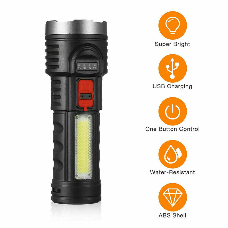 Super Bright 10000000LM LED Flashlight USB Rechargeable & Battery - Plugsus Home Furniture