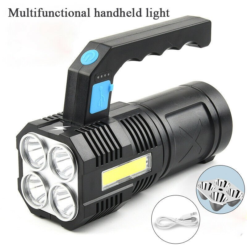 Super Bright 12000000LM LED Torch Flashlight USB Rechargeable Spotlight - Plugsus Home Furniture