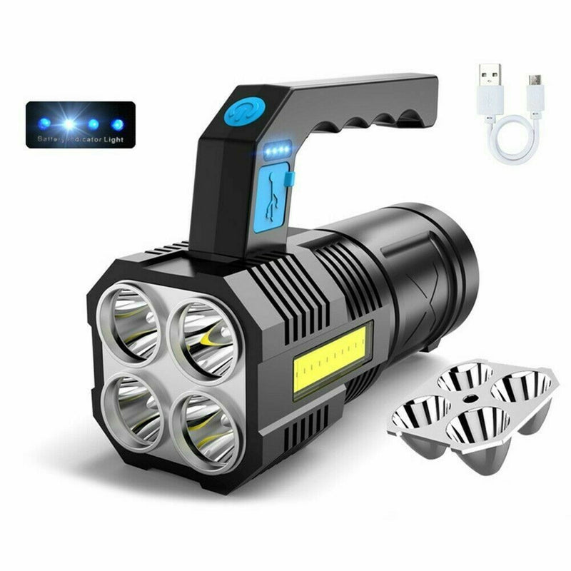 Super Bright 12000000LM LED Torch Flashlight USB Rechargeable Spotlight - Plugsus Home Furniture