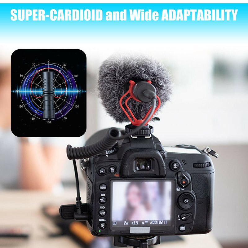 Supercardioid Shotgun Microphone MIC Video For Smartphone DSLR Camera PC iPhone - Plugsus Home Furniture
