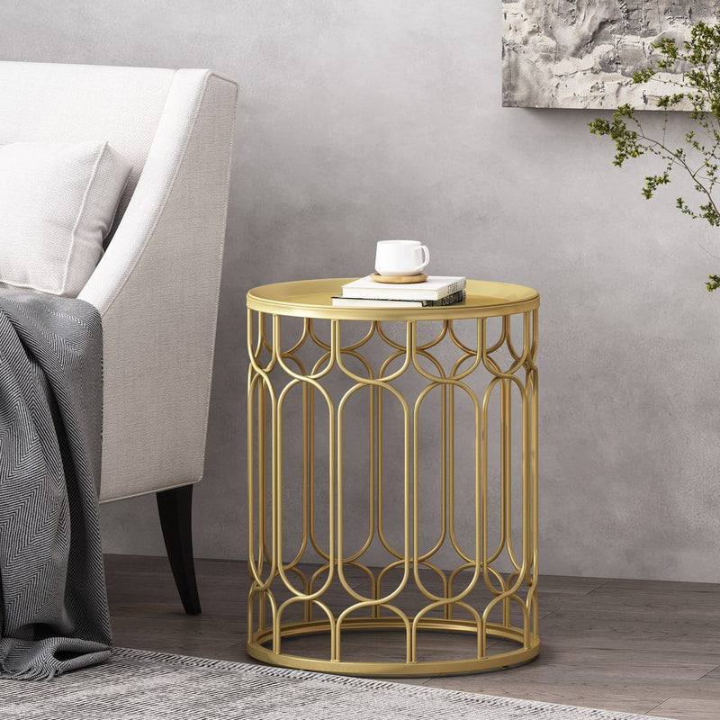 Tamarisk Modern Glam End Table, Champagne Gold - Plugsus Home Furniture