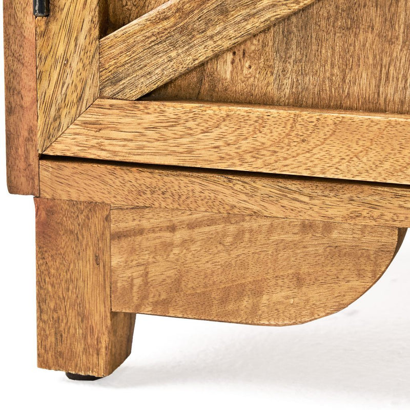 Teton Farmhouse Handcrafted Mango Wood 2 Door Cabinet, Natural - Plugsus Home Furniture