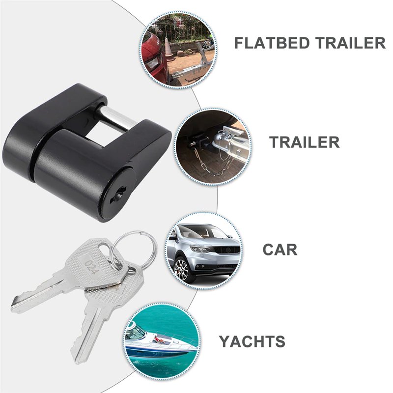 Trailer Hitch Coupler Lock - 1/4" Diameter, 3/4" Span for Tow Boat, RV, Truck, Car with 2 Keys - Plugsus Home Furniture