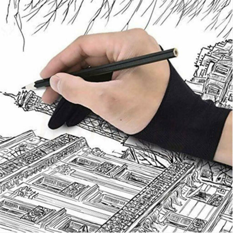 Two Finger Anti-fouling Glove Drawing & Pen Graphic Tablet Pad For Artist Black - Plugsus Home Furniture