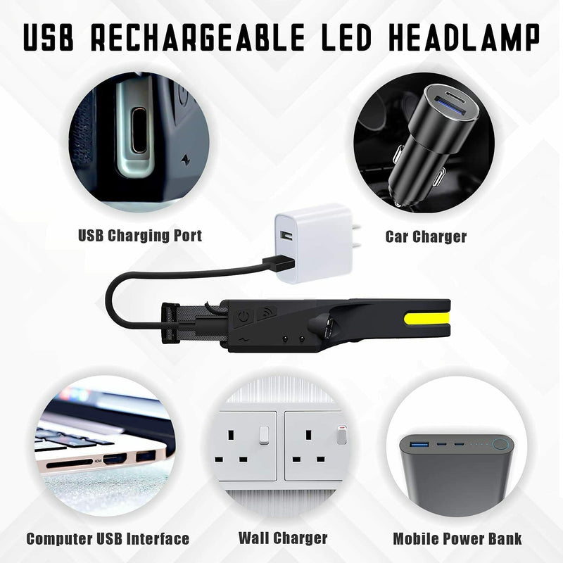 USA COB+LED Headlamp Headlight Torch Flashlight Work Light Bar Head Band Lamp - Plugsus Home Furniture