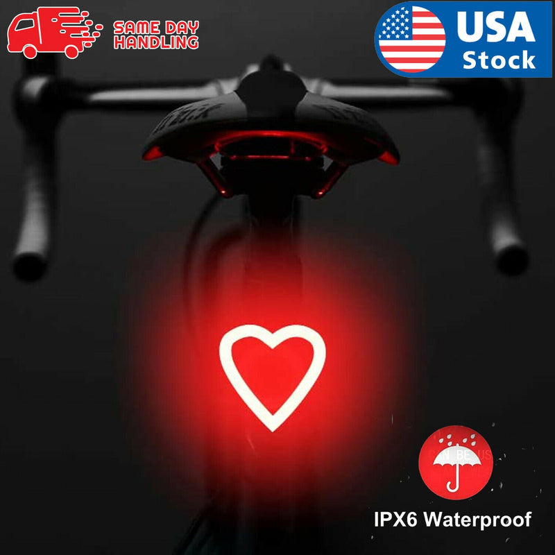USA Heart LED Bike Rear Light USB Rechargeable, Waterproof Bicycle Taillight - Plugsus Home Furniture