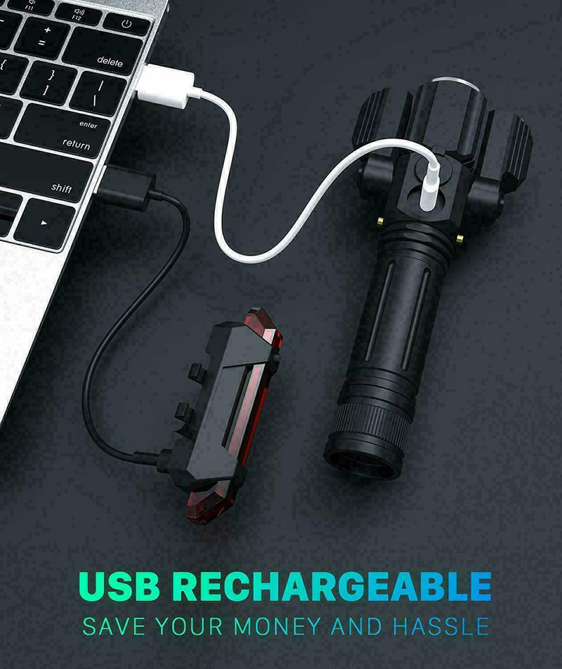 USB Rechargeable LED Bicycle Headlight Bike Head Light Front Lamp Set Cycling US - Plugsus Home Furniture