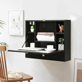 Wall Mounted Folding Laptop Desk Hideaway Storage with Drawer - Plugsus Home Furniture